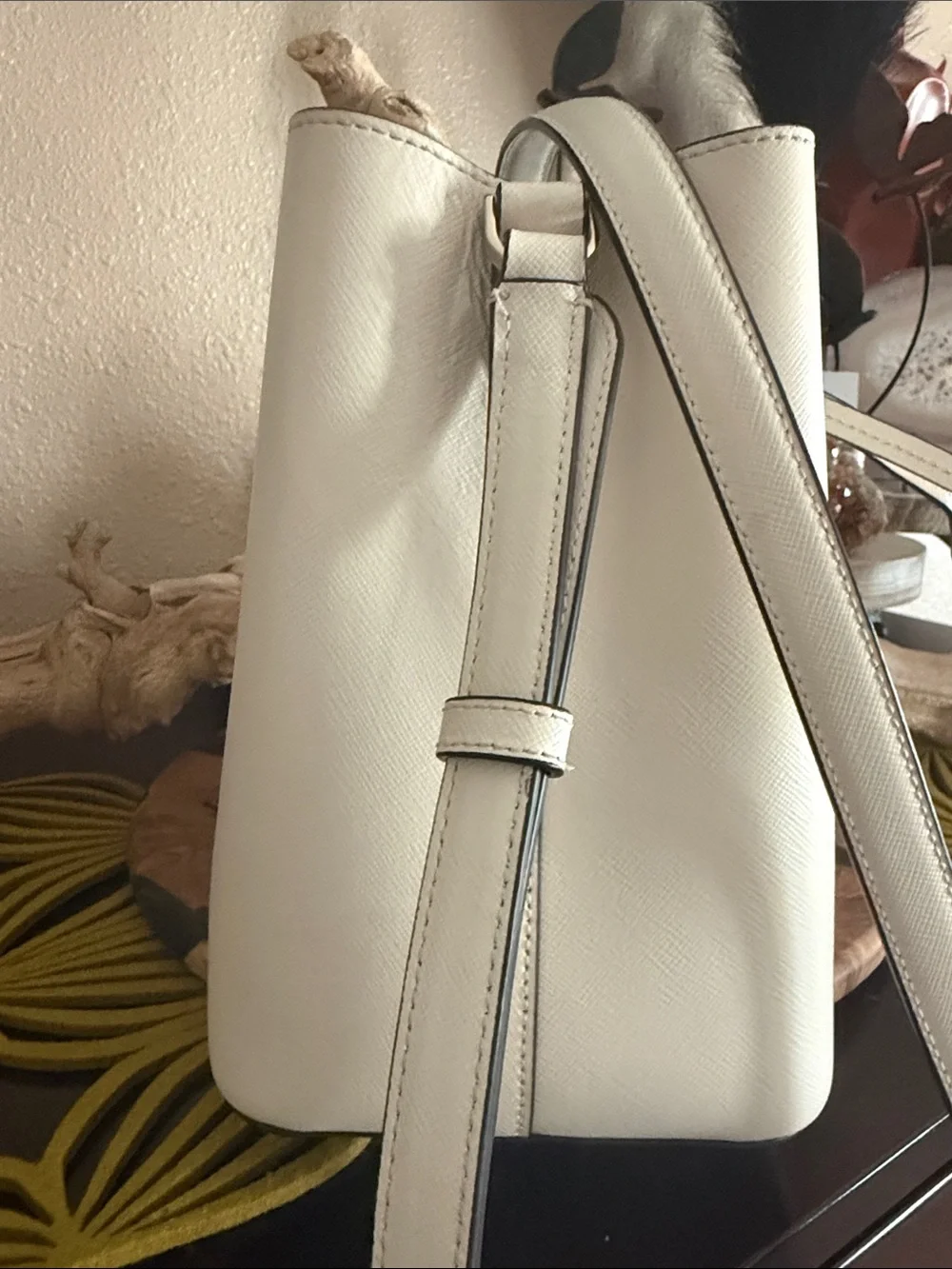 kate spade Cream Leather Drawstring Shoulder Bag